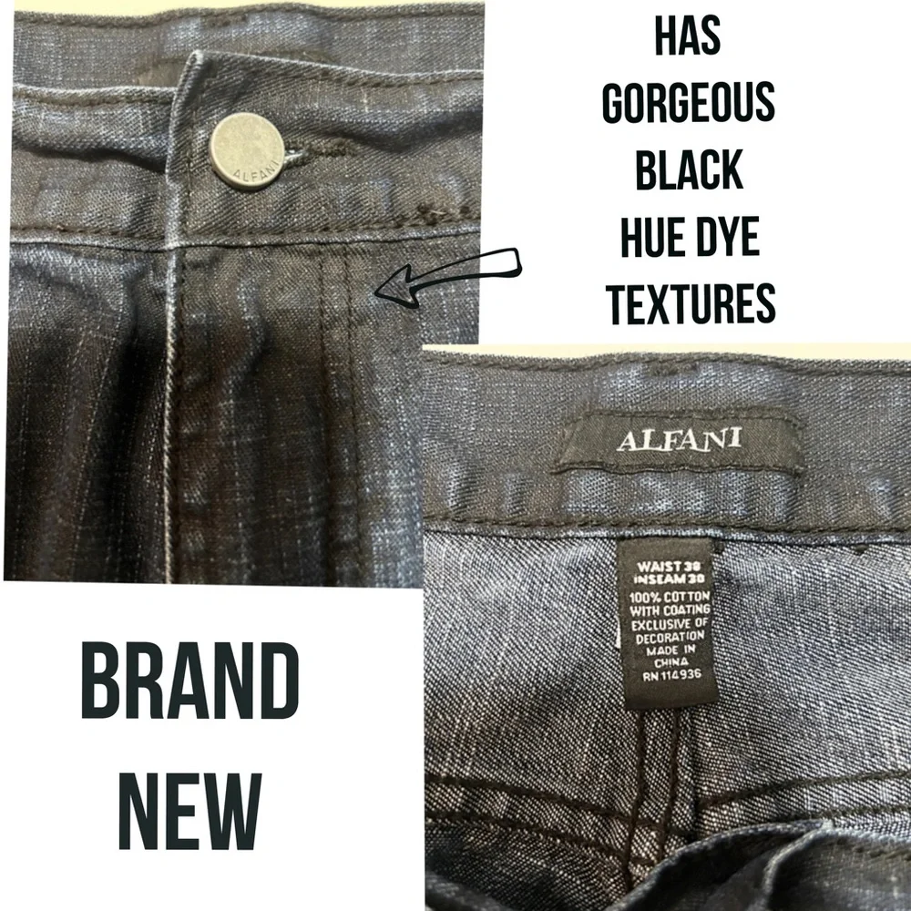 NWOT, ALFANI, BRAND NEW, 38”X 30”, Regular Cuff, Dark Denim Jeans - Picture 5 of 7